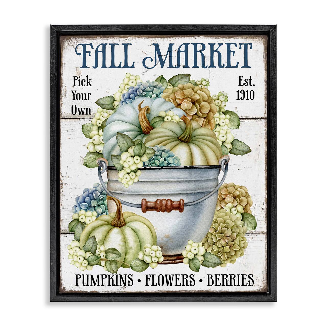 Stupell Industries Vintage Pumpkins & Hydgrangea Floater Framed Art